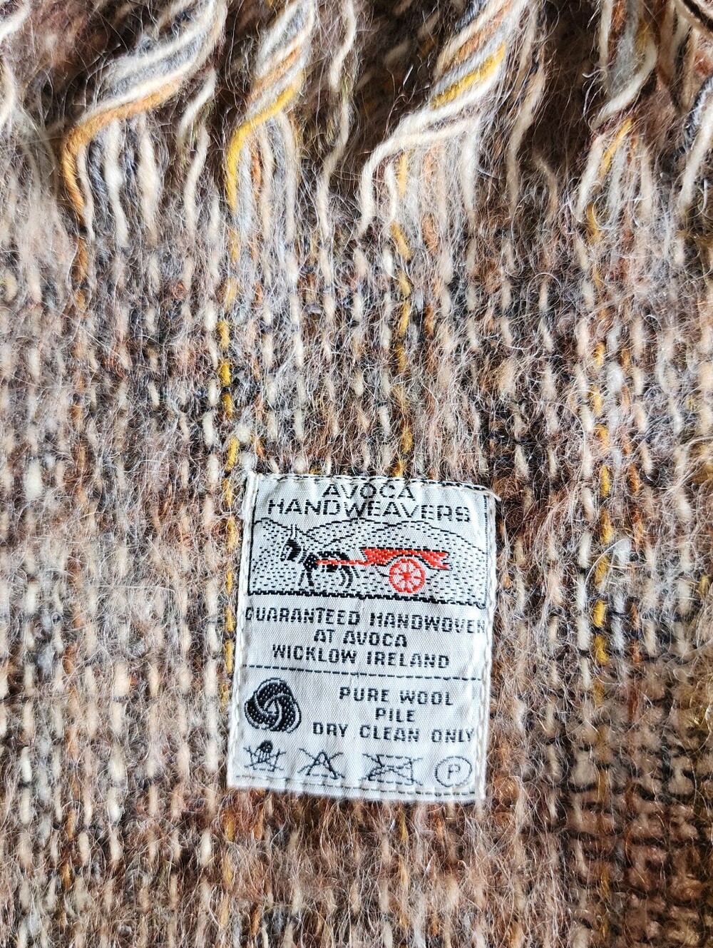 Avoca Handweavers Ireland Mohair Pure Wool Fringed Throw Blanket 68 x 56 Inches
